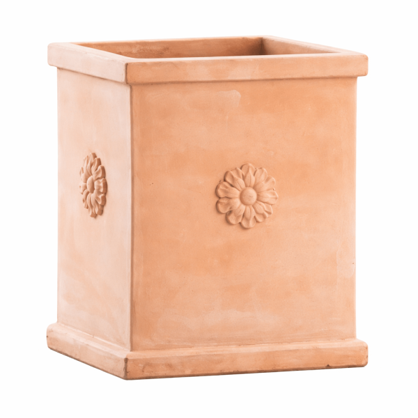 Hoher Terracotta Kasten mit Rosette - Pilone con rosette